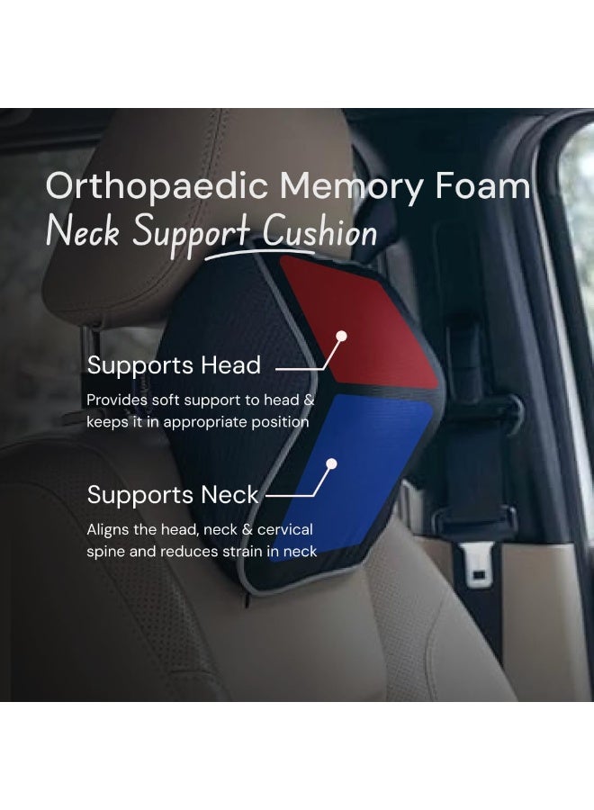 مسند رقبة طبي للسيارة - ميموري فوم لدعم الرأس والرقبة - مخدة مريحة لتحسين وضعية الجلوس في السيارة والمكتب - لون أسود أنيق - Image 4